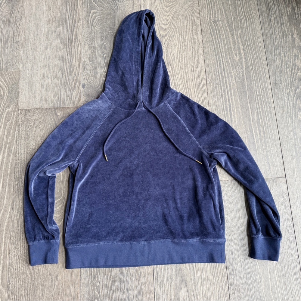 J.Crew Velour Pull On Hooded Sweatshirt in Navy Blue Size XS